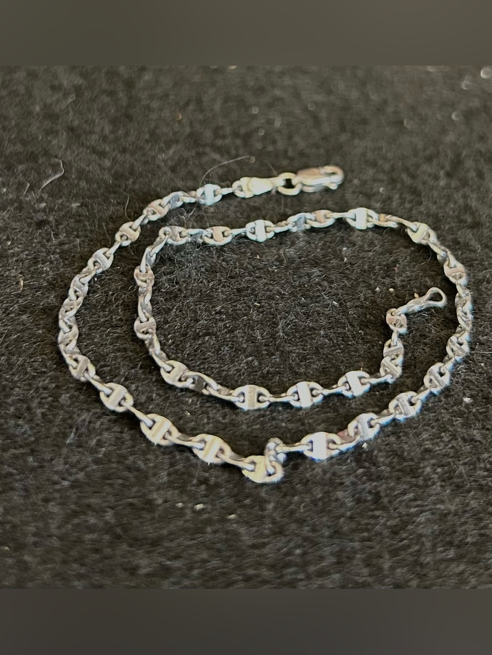10 kt White Gold Gucci Style link 10” anklet ankle bracelet 2.8 grms